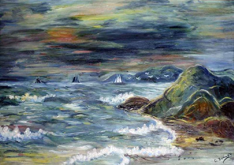 Sailboats at Sunset, Charles M Russell